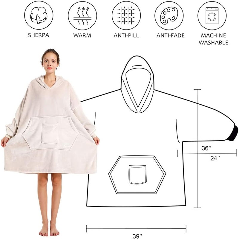 REDESS Blanket Hoodie Sweatshirt, Wearable Blanket Oversized Sherpa with Sleeves and Giant Pocket, Cozy Hoodie for Adult Kids - Image 2
